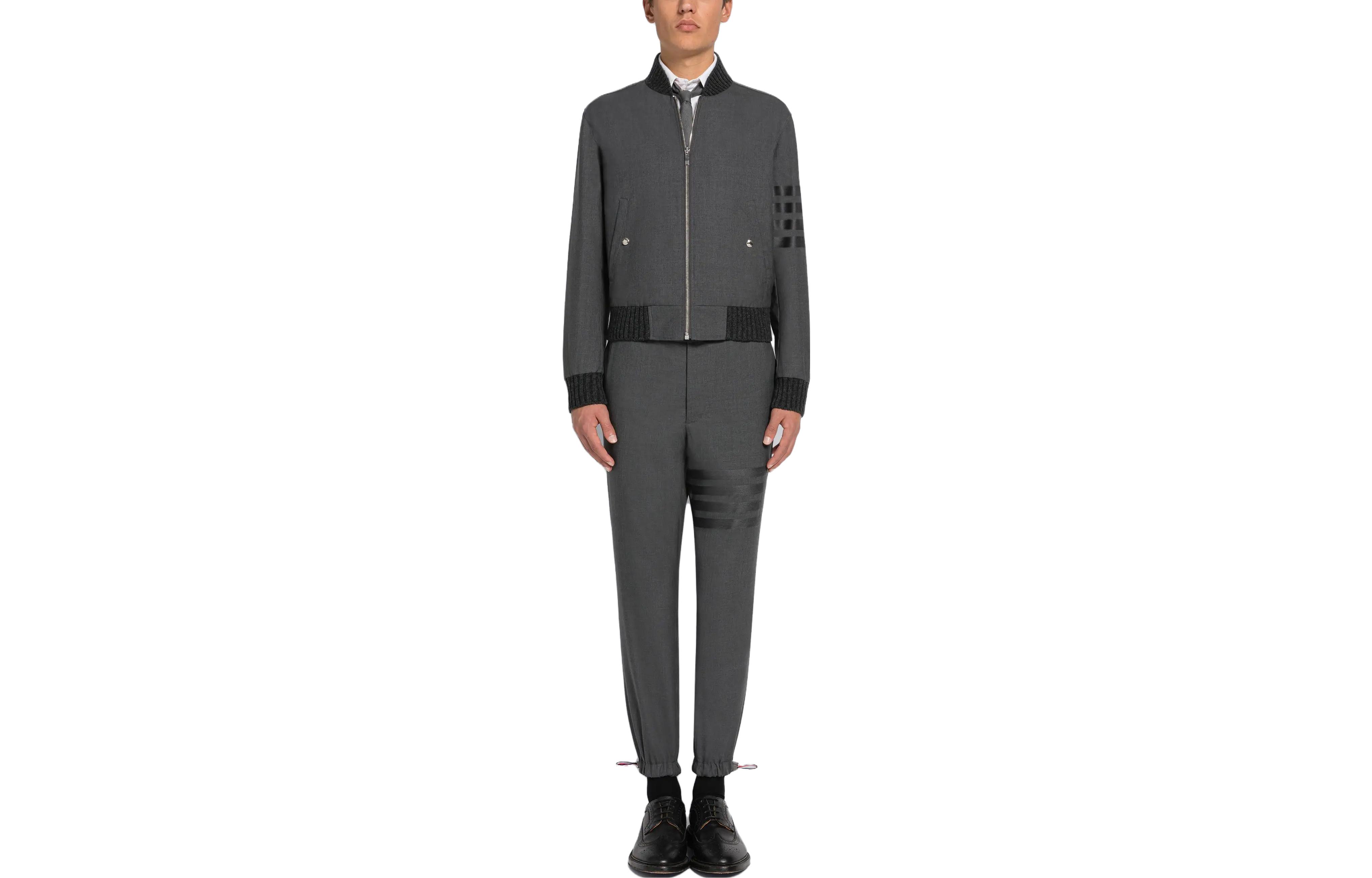 

Куртка-бомбер на молнии с 4 полосами THOM BROWNE, темно-серый