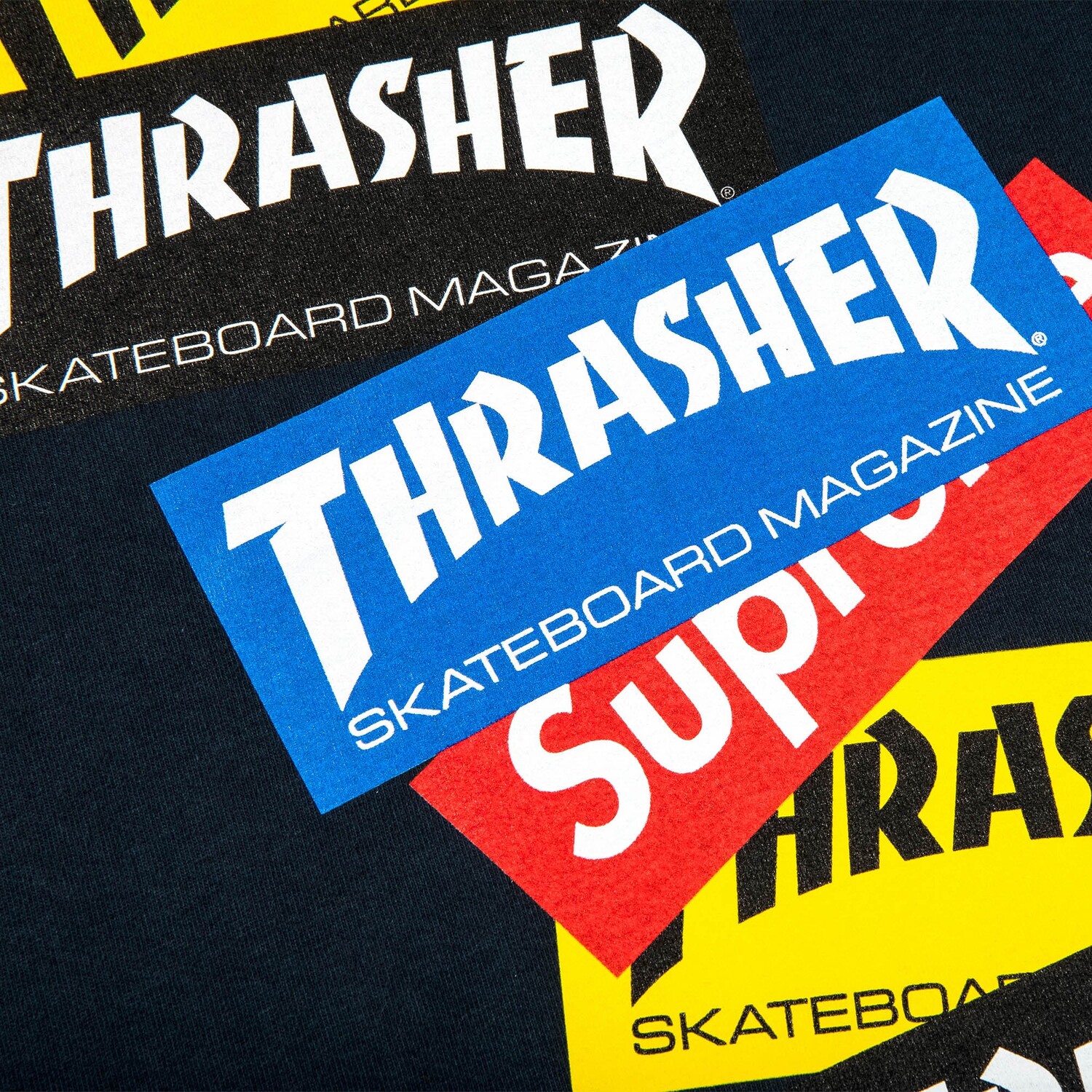 Футболка с длинными рукавами и мульти-логотипом Supreme x Thrasher, темно-синяя — фото 2