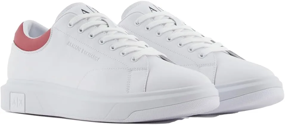 Мужские кроссовки Armani Exchange Action из кожи с боковым логотипом и шнуровкой, белый