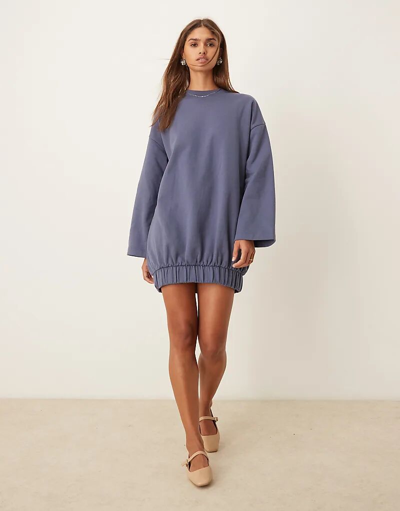 

Мини-платье-свитер с рукавами-коконами в джинсово-синем цвете ASOS DESIGN