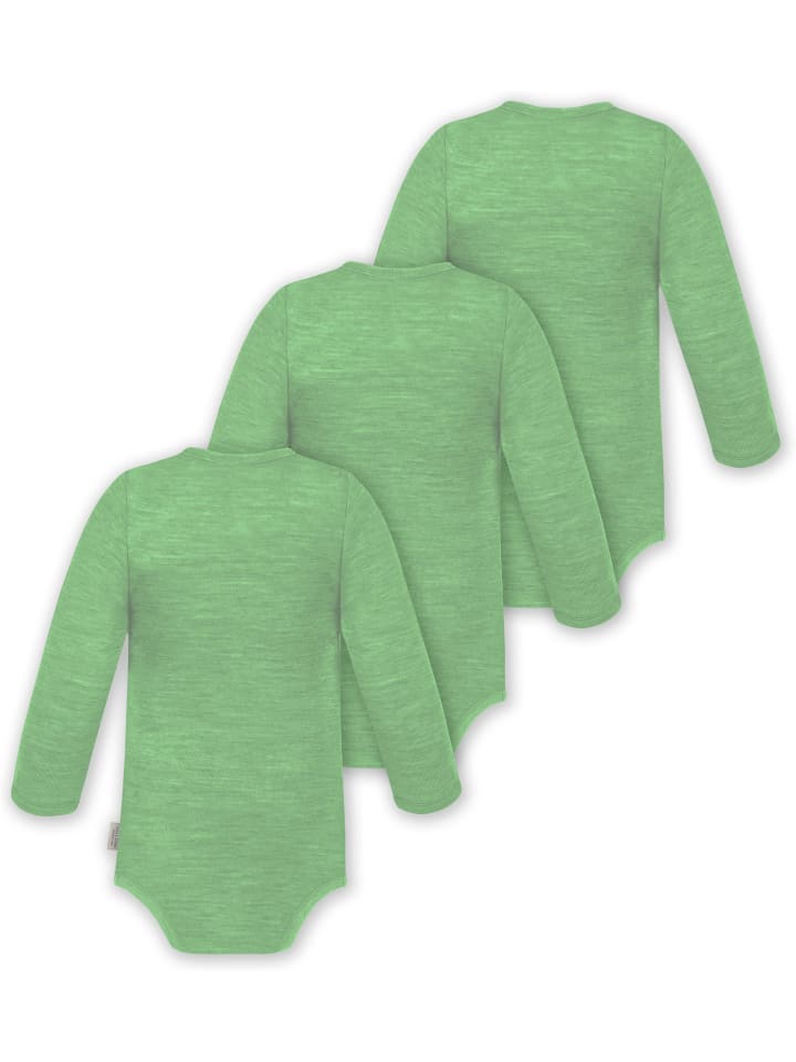 Normani Outdoor Sports Комплект из 3 детских боди с длинными рукавами из мериносовой шерсти, цвет Окленд, зеленый — фото 2