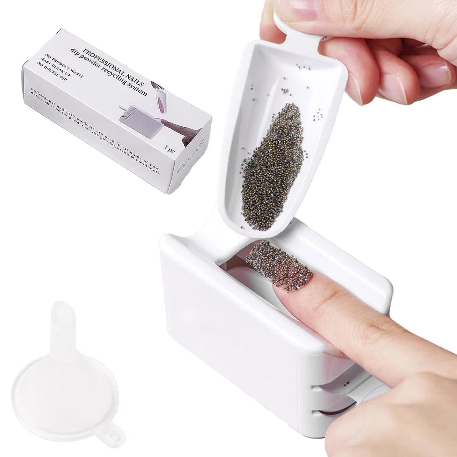 Инструмент для рециркуляции пудры для ногтей 2 в 1 Ieron, Powder Container White