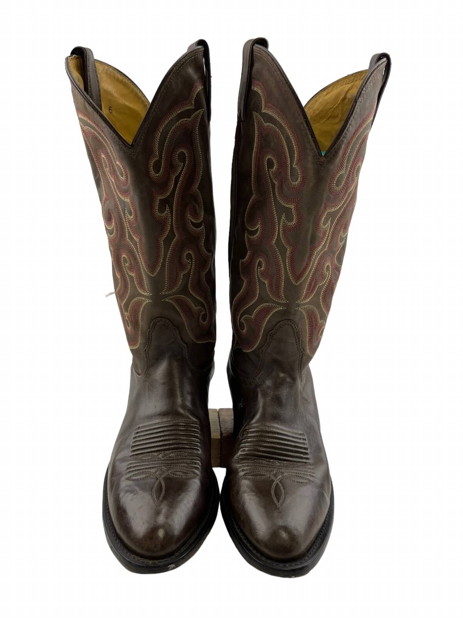 Мужские заостренные вестерн-ковбойские сапоги в коричневом цвете Nocona Boots — фото 4