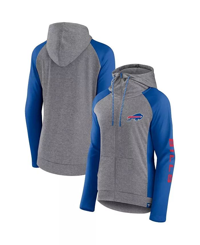 

Женская толстовка с капюшоном Heather Grey, College Royal Buffalo Bills Blind Side Lightweight Full Zip Fanatics