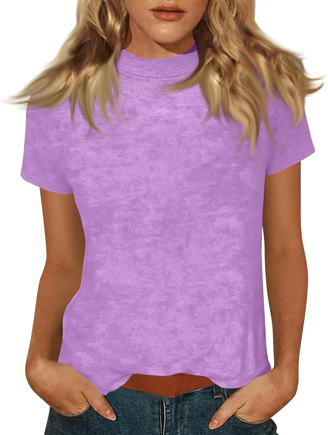 Футболка женская с имитацией гольфа, тай-дай, B06-purple