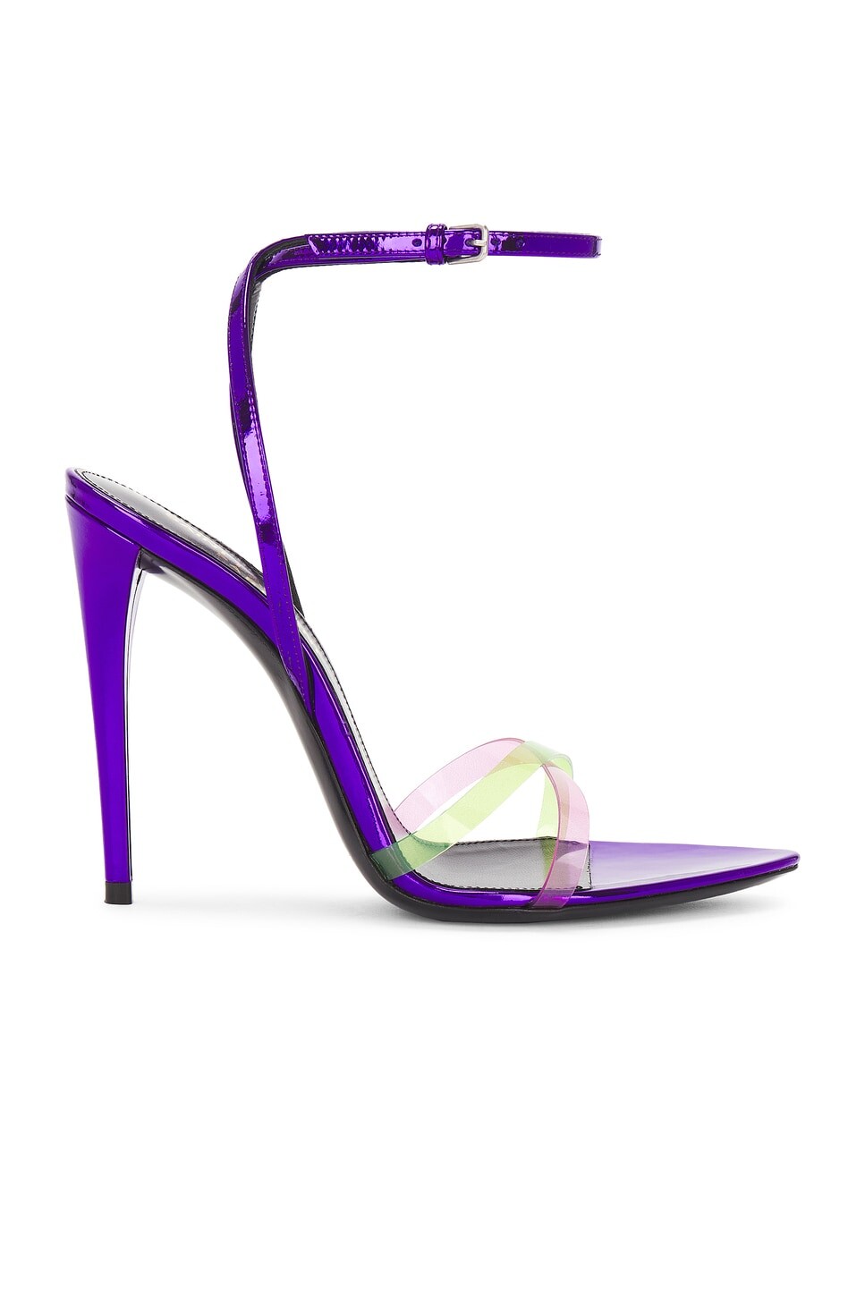 Лихорадочные сандалии Saint Laurent, цвет Violet, Green, & Fuxia