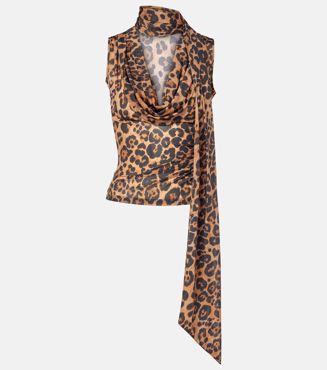 Леопардовый джерси топ Blumarine, Brown Sugar/Black