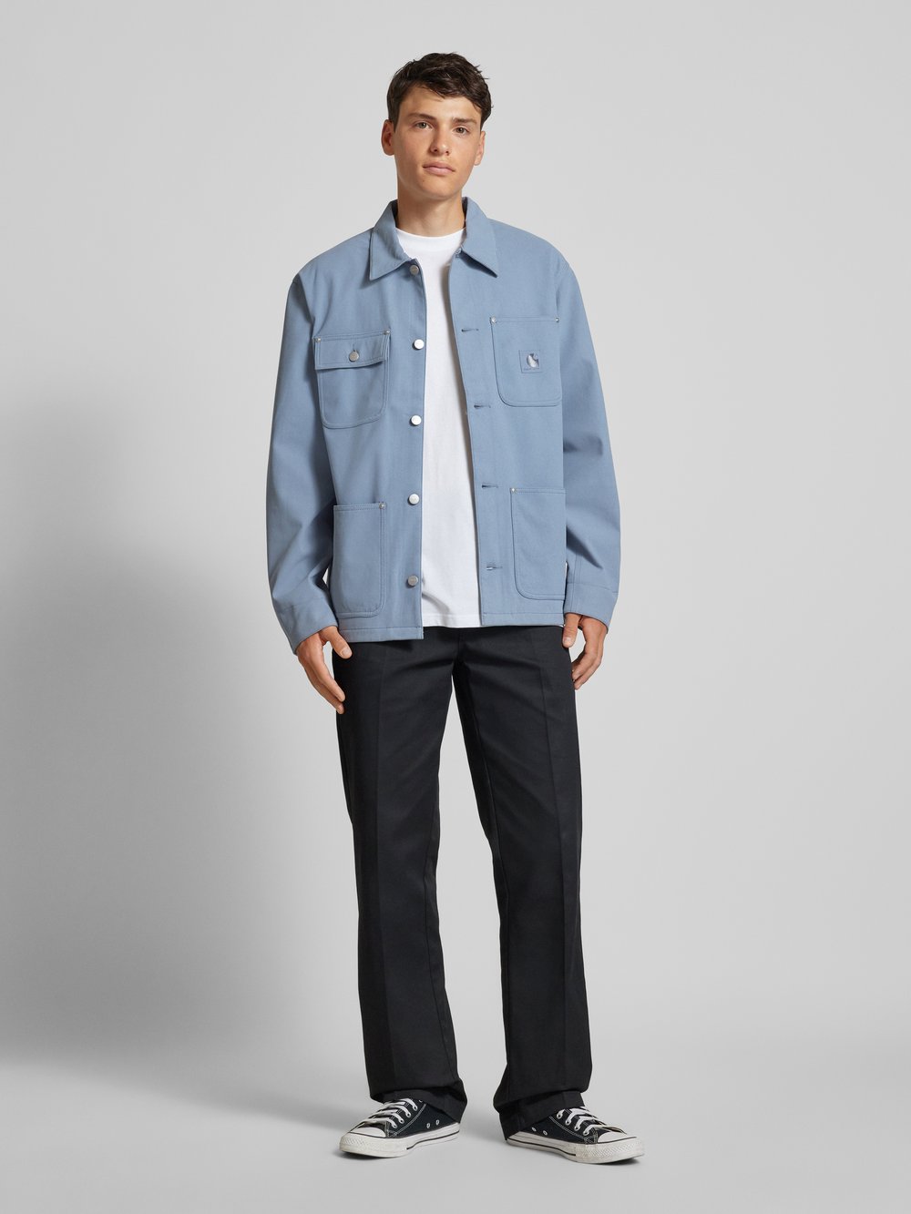 

Пиджак-рубашка с планкой на пуговицах, модель «Замша» Carhartt Work In Progress, светло-голубой