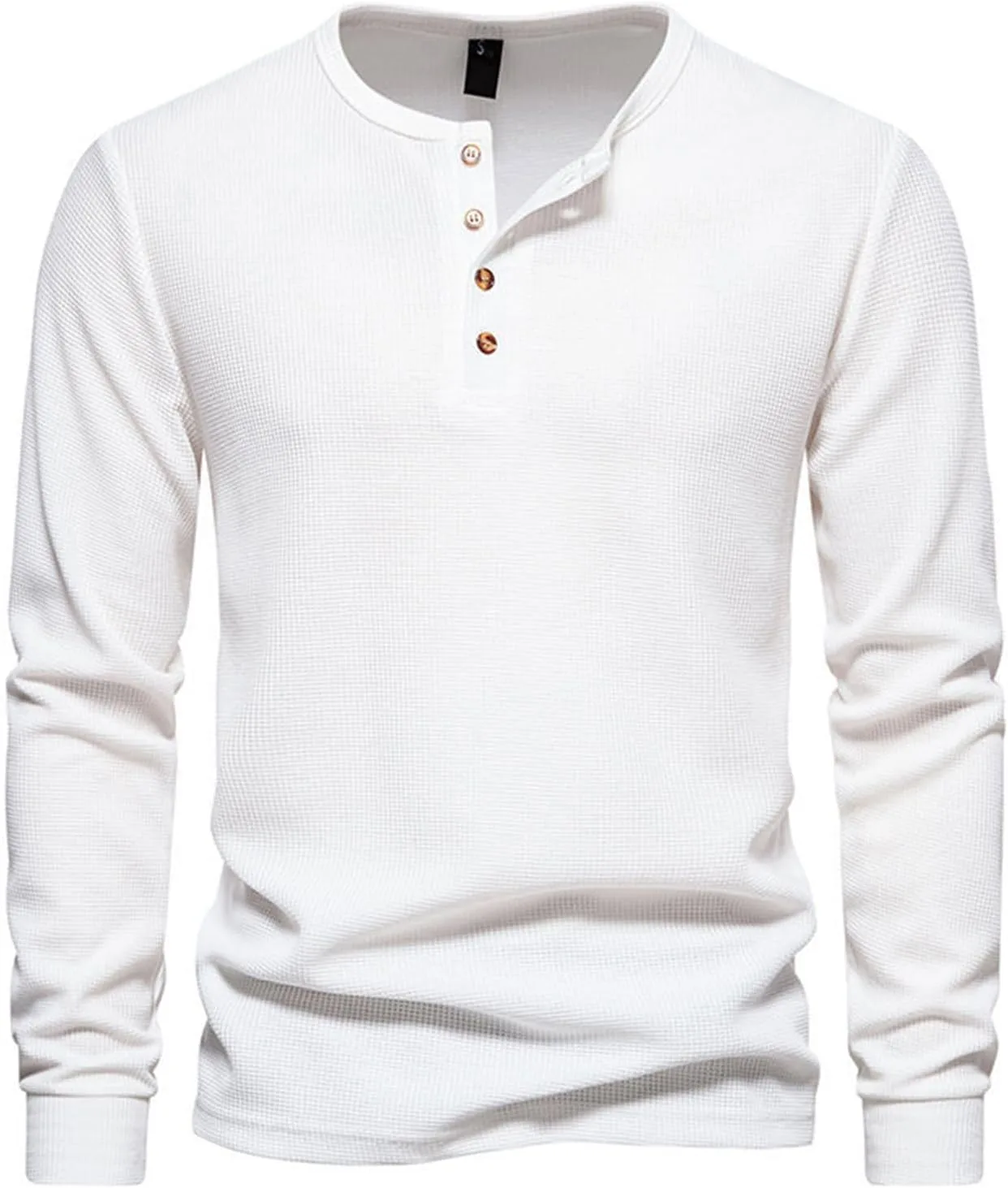 

Waffle henley для мужчин, длинный рукав, ретро Thatrich