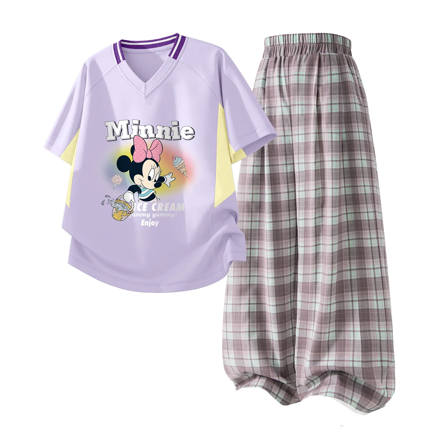 Детская спортивная одежда с V-образным вырезом Disney, Dazzling Purple+Solid Pink