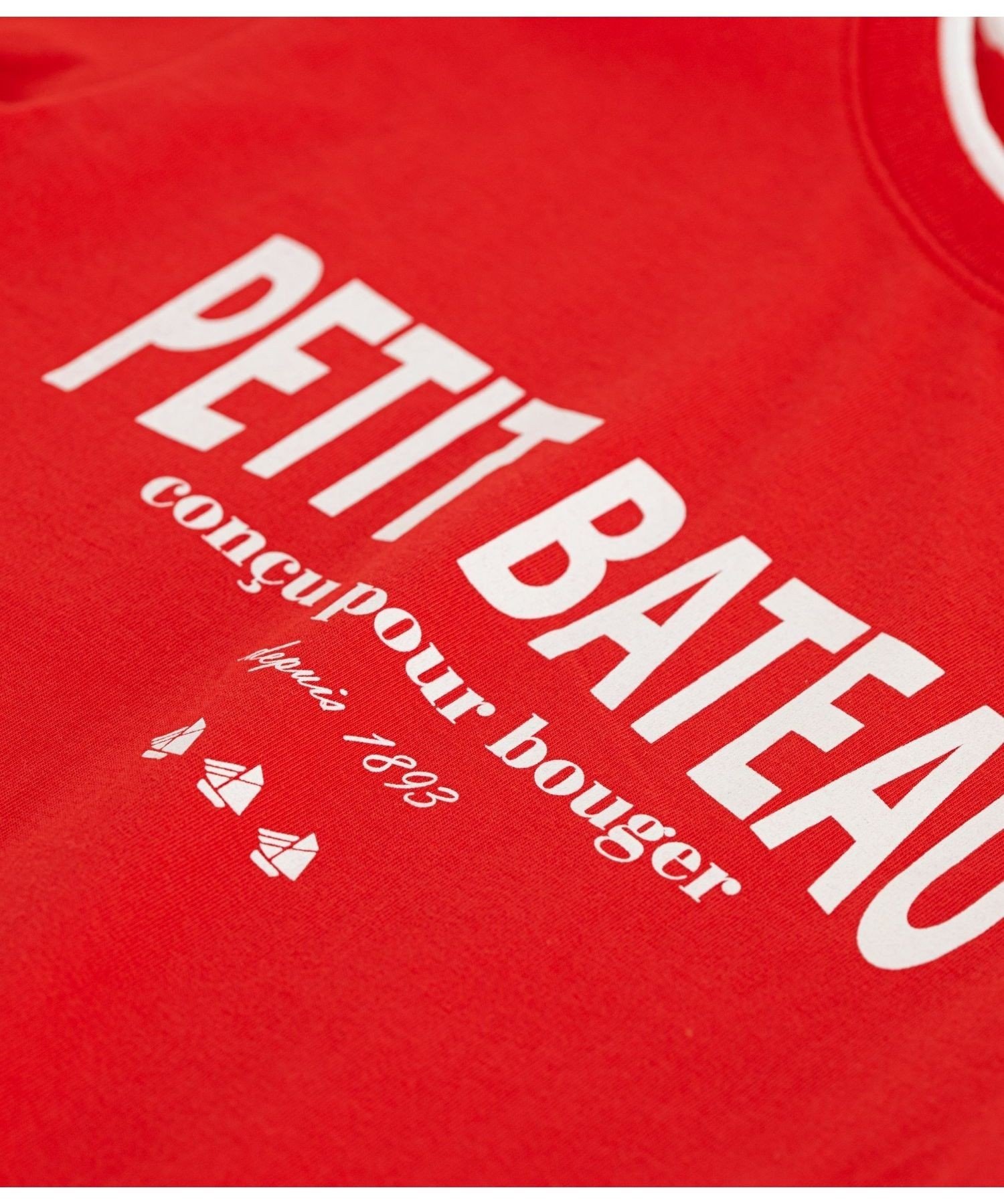 Хлопковая футболка с коротким рукавом и принтом PETIT BATEAU, Red — фото 3
