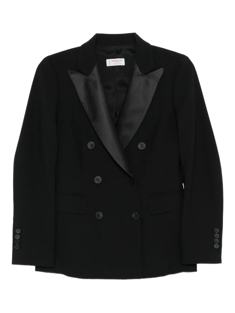 

Двубортный блейзер с атласными лацканами Alberto Biani, черный
