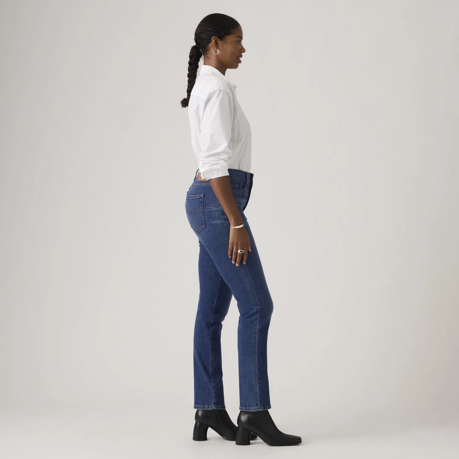 Женские джинсы Candiani с высокой посадкой и прямым кроем, модель 724 Levi's, Dark Wash — фото 4
