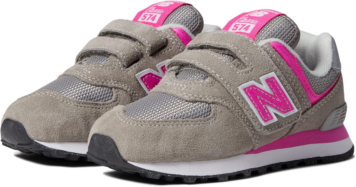 Кроссовки New Balance Kids 574 Core на застежке-липучке, розовый/серый — фото 2