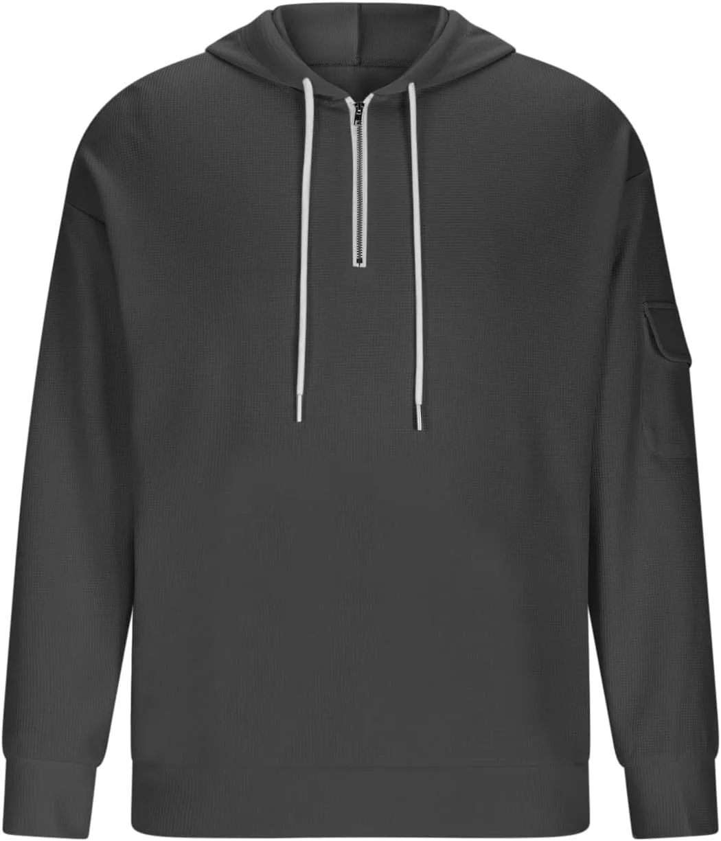Толстовка с капюшоном Half Zip Up, легкая, теплая, с боковыми карманами — фото 4