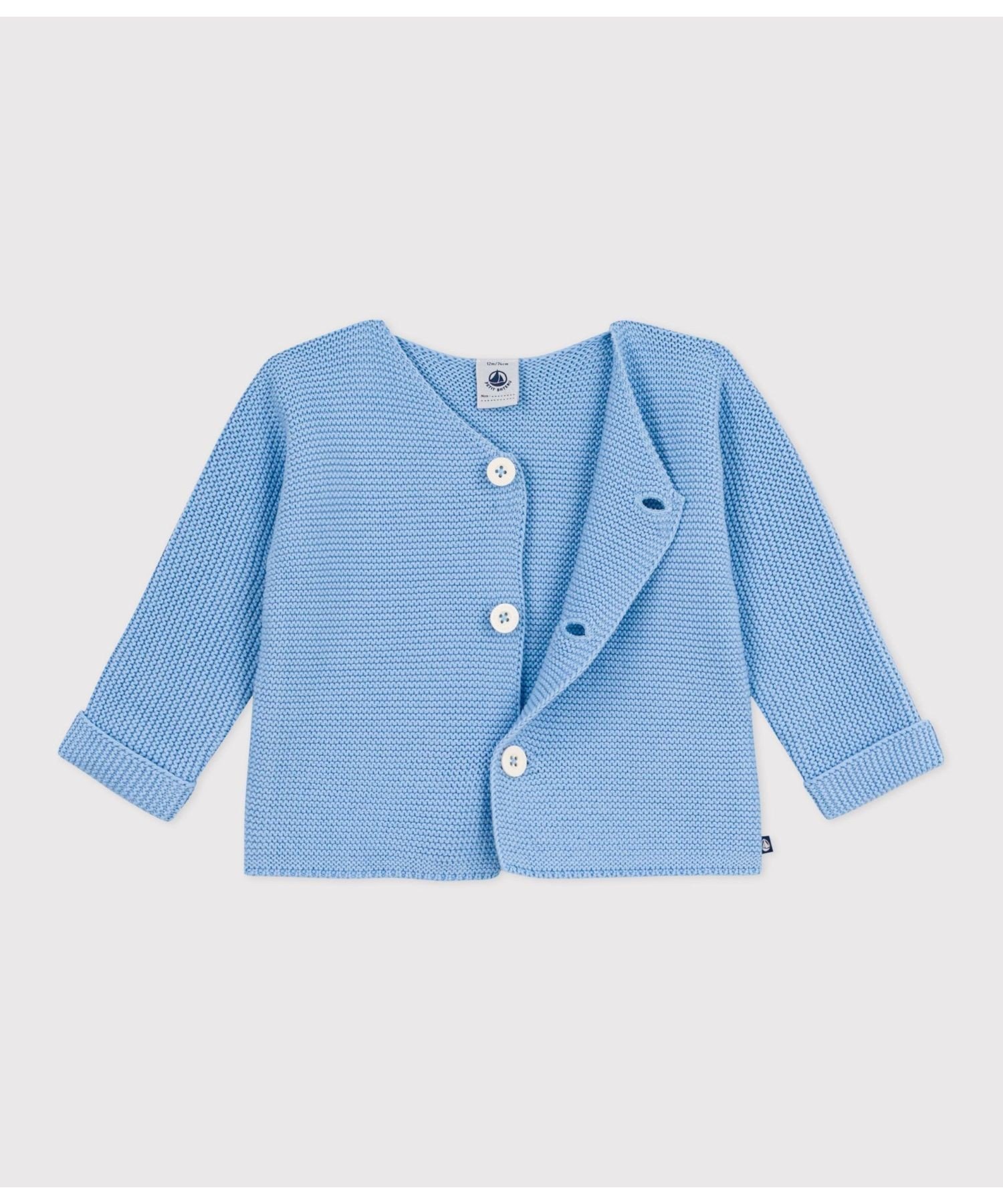 Кардиган, связанный платочной вязкой PETIT BATEAU, Light blue — фото 2