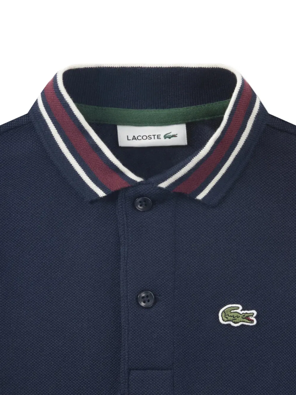 Поло с нашивкой и полосатым воротником Lacoste Kids, синий — фото 3