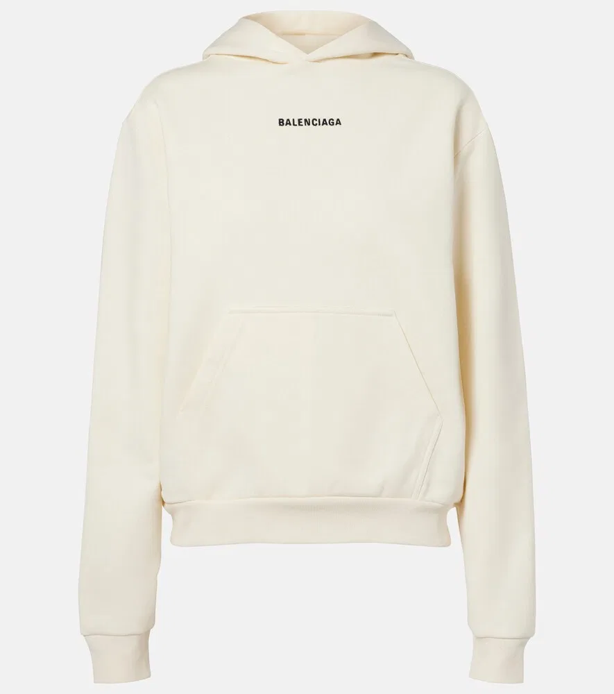 Толстовка из хлопкового флиса с логотипом Balenciaga, белый
