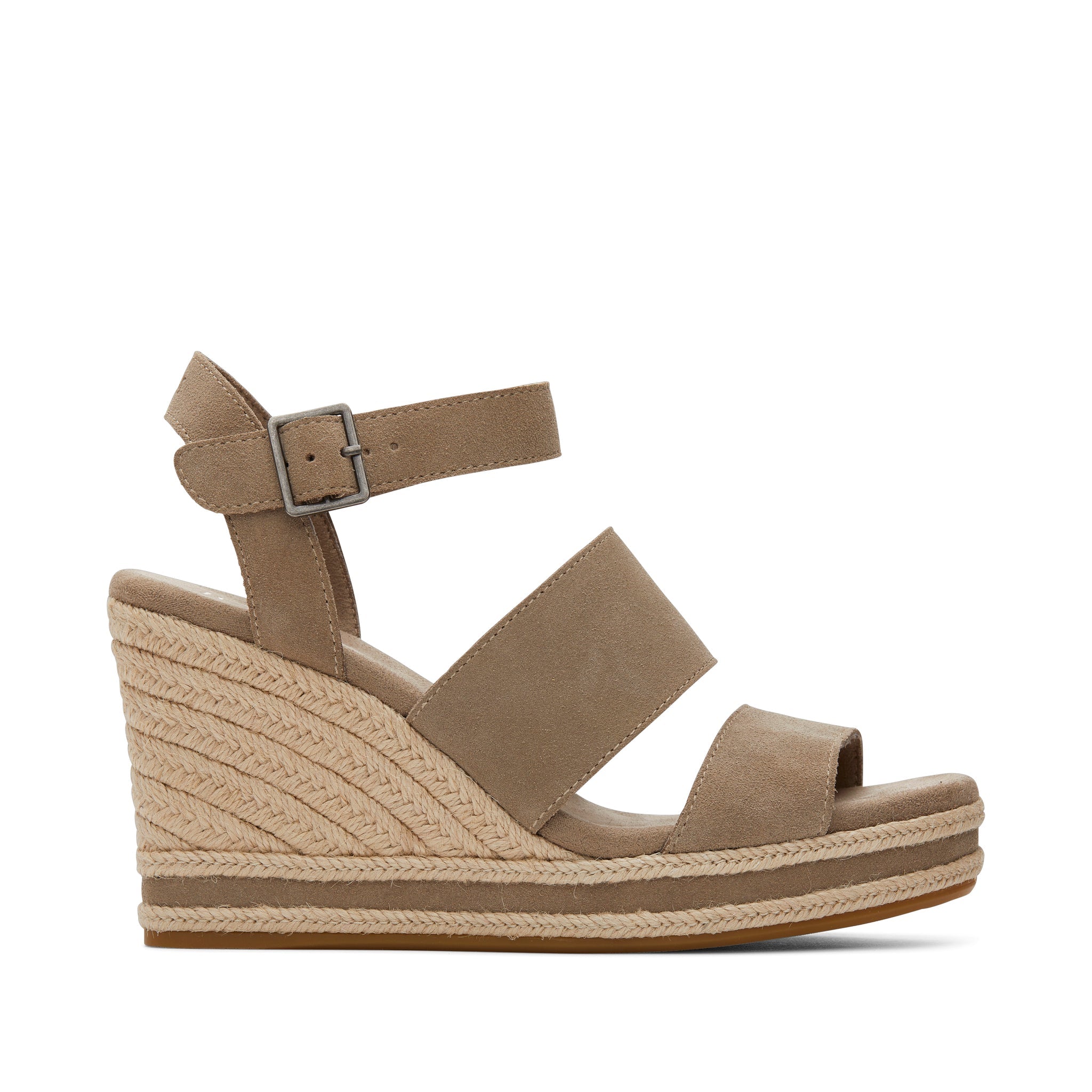 Мадлен замшевые босоножки-танкетки цвета таупе TOMS Shoes, Suede Dune