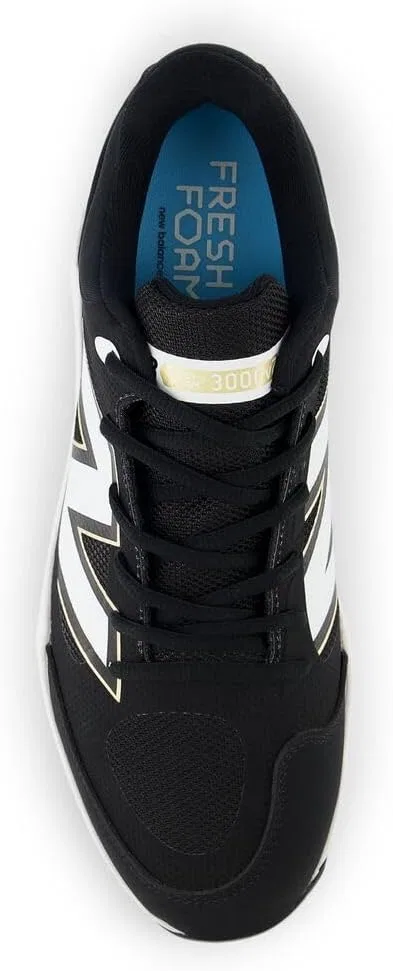 Мужские бейсбольные кроссовки New Balance Fresh Foam 3000 V6 для прогулок по лужайке, Black White — фото 4