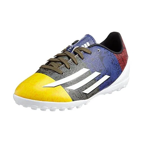 Детские футбольные бутсы Adidas F50, черный/синий/желтый, размер 17.5cm - 28 RU