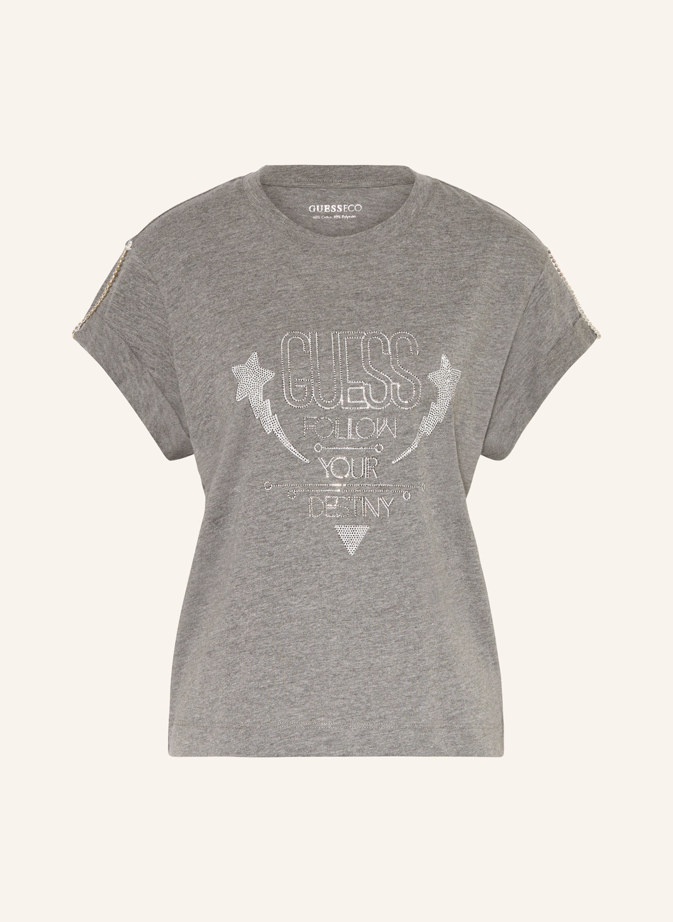 

Футболка с драгоценными камнями Guess, серый