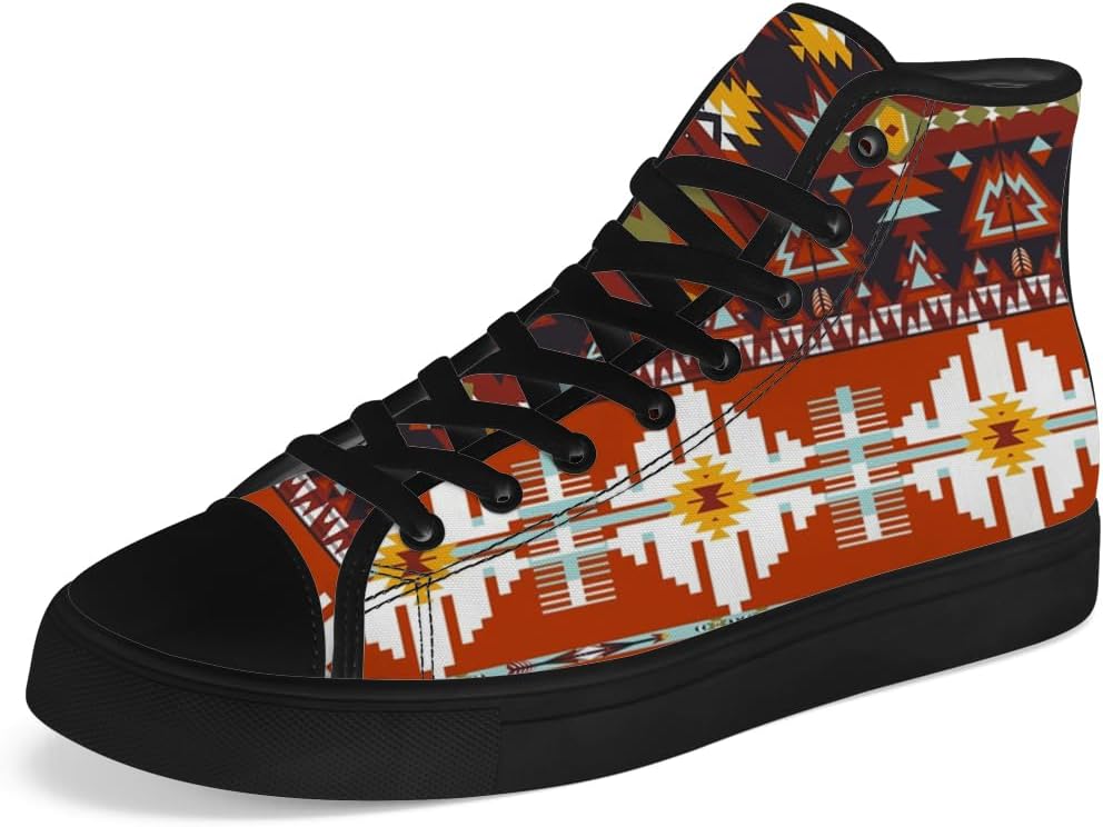 

Высокие кеды на шнуровке Aztec для мужчин и женщин, с канвой, в стиле коренных американцев, повседневная обувь, подарок для папы и мамы Chebing, 612 Brown