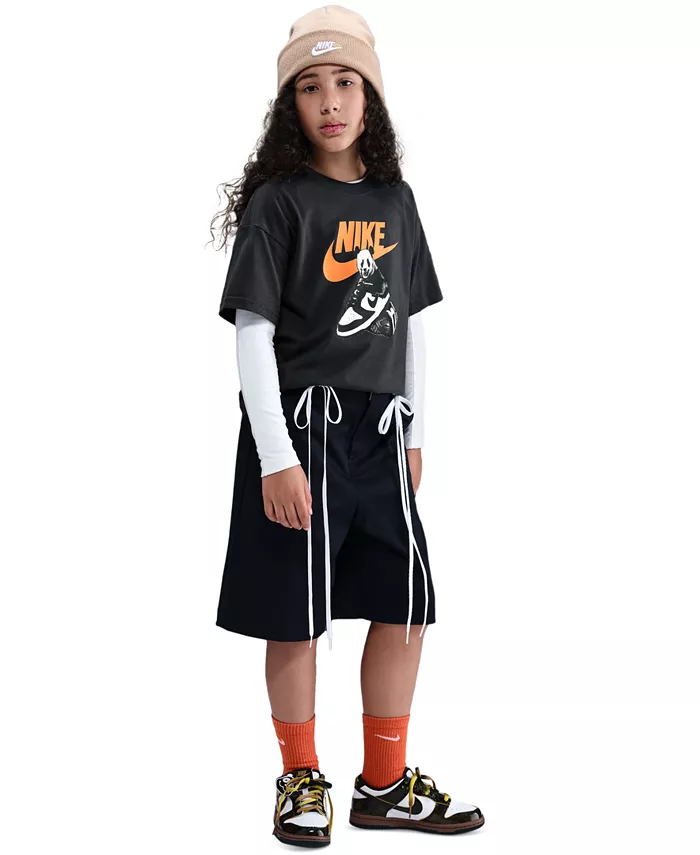 

Футболка с графическим логотипом спортивной одежды для больших детей Nike, черный