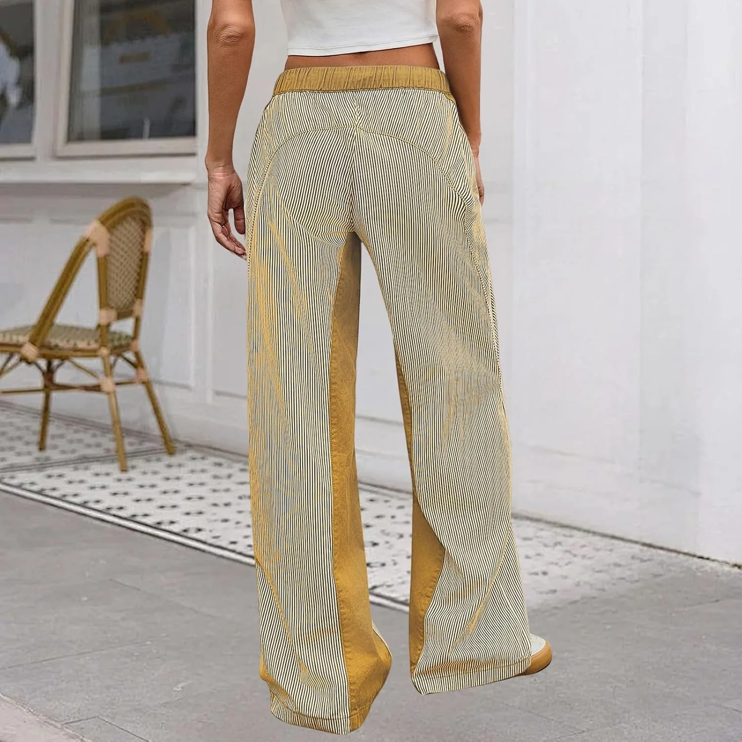 Брюки Barrel Jeans Women, низкая посадка, полосатые, широкие — фото 4