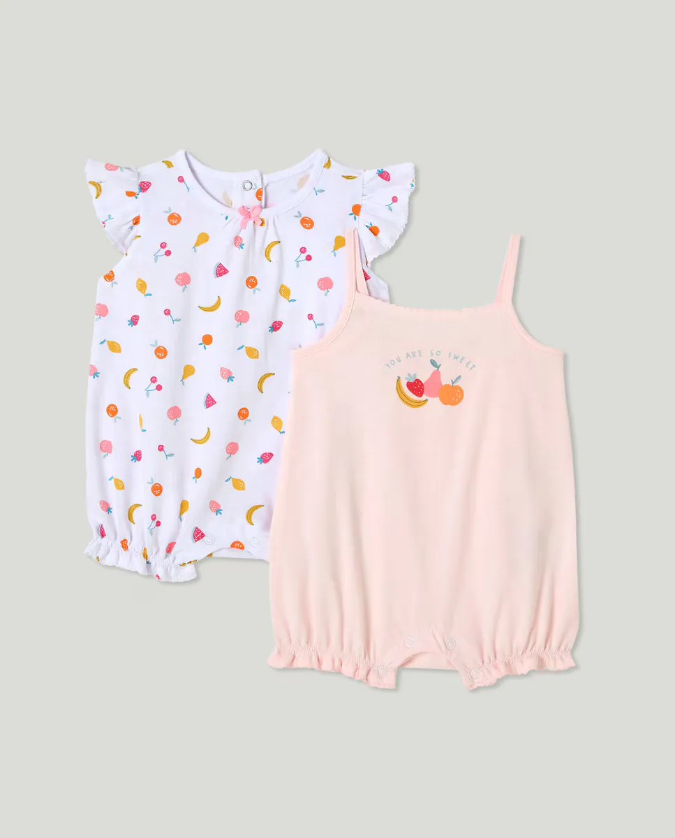 

Упаковка 2 пижамы с принтом для малышей Cotton Juice, цвет Rosa