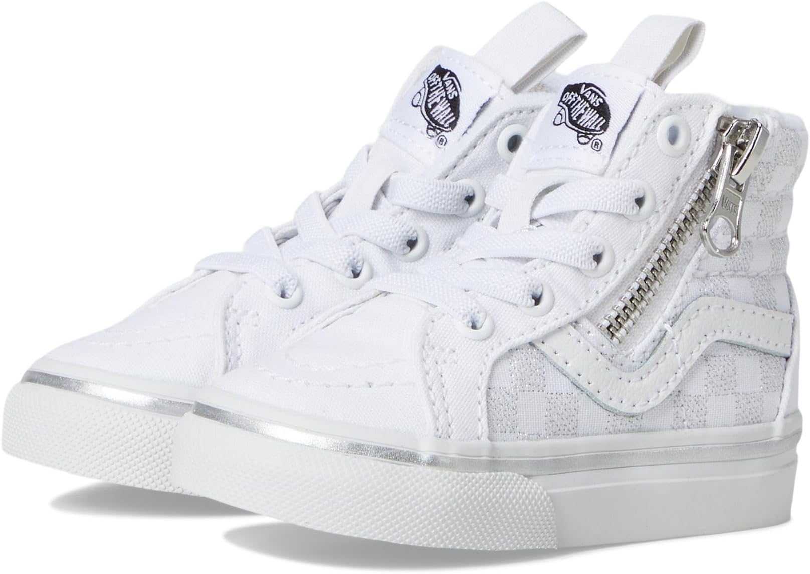 

Кроссовки Vans Kids Sk8-Hi Reissue Side Zip, Metallic Checkerboard Silver/True White