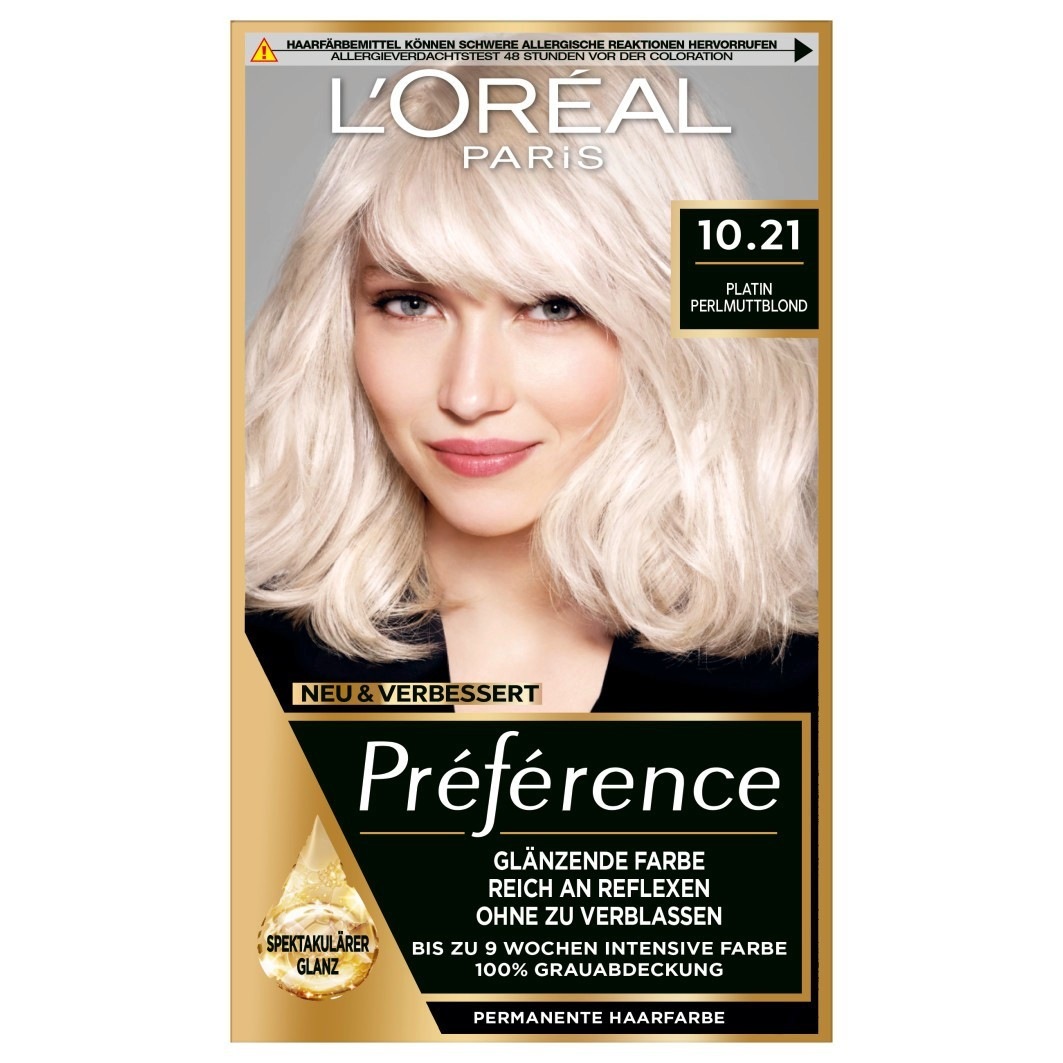 

Краска для волос preference Loreal Paris, nr. 10.21 - platin perlmuttblond, количество 1 шт.