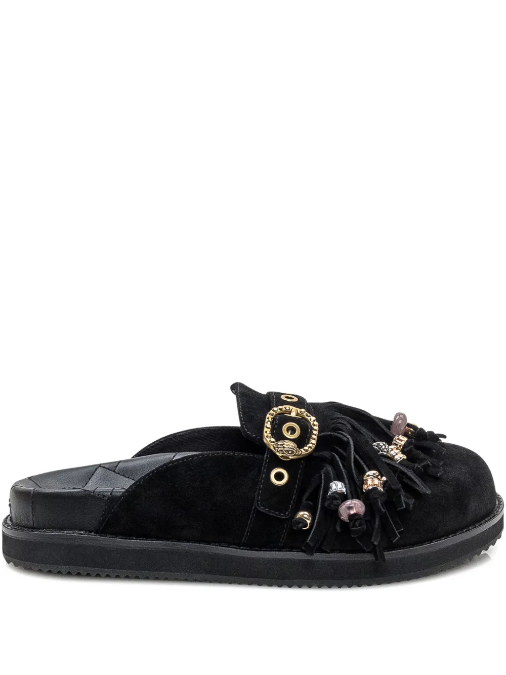 Мюли на плоской подошве с бахромой Kurt Geiger London, черный