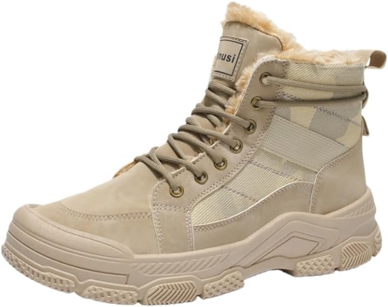 

Зимние теплые мужские короткие ботинки - высокие, удобные и противоскользящие ботинки, подходят для офиса и походов на свежем воздухе Fmshi, хаки