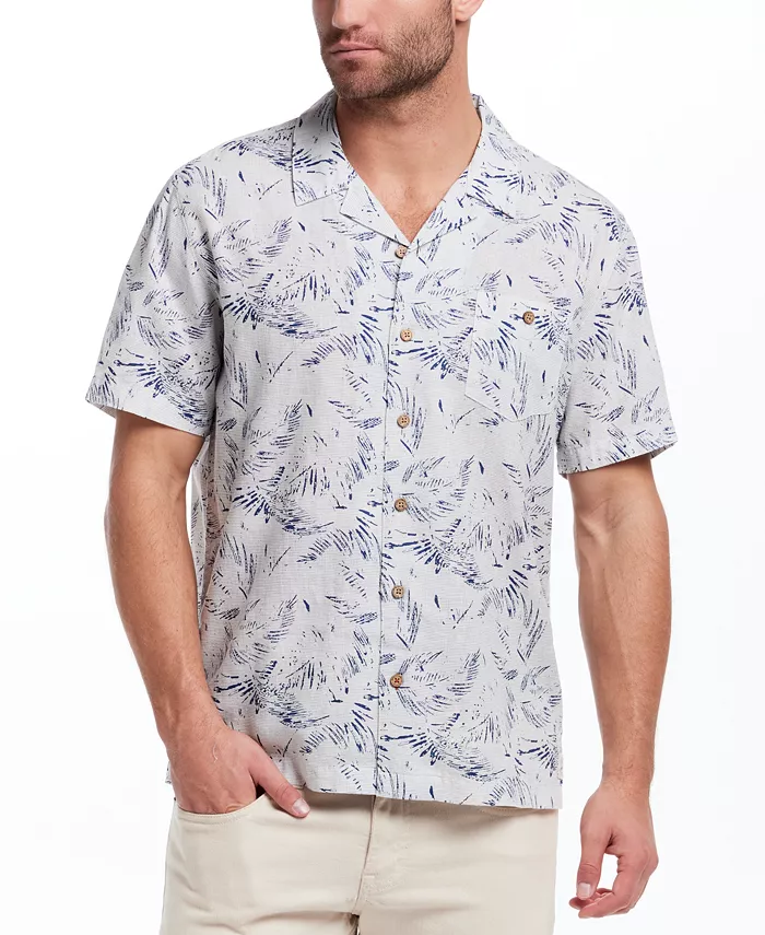 

Мужская классическая рубашка с принтом в виде пальмовых листьев Camp Shirt Weatherproof Vintage, синий