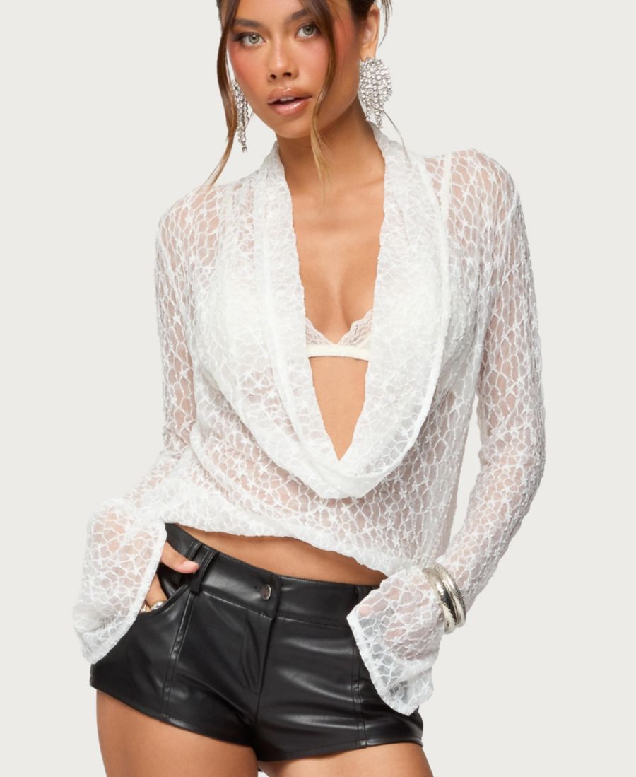 

Женская прозрачная сетчатая блузка Lera Lacey Edikted, White