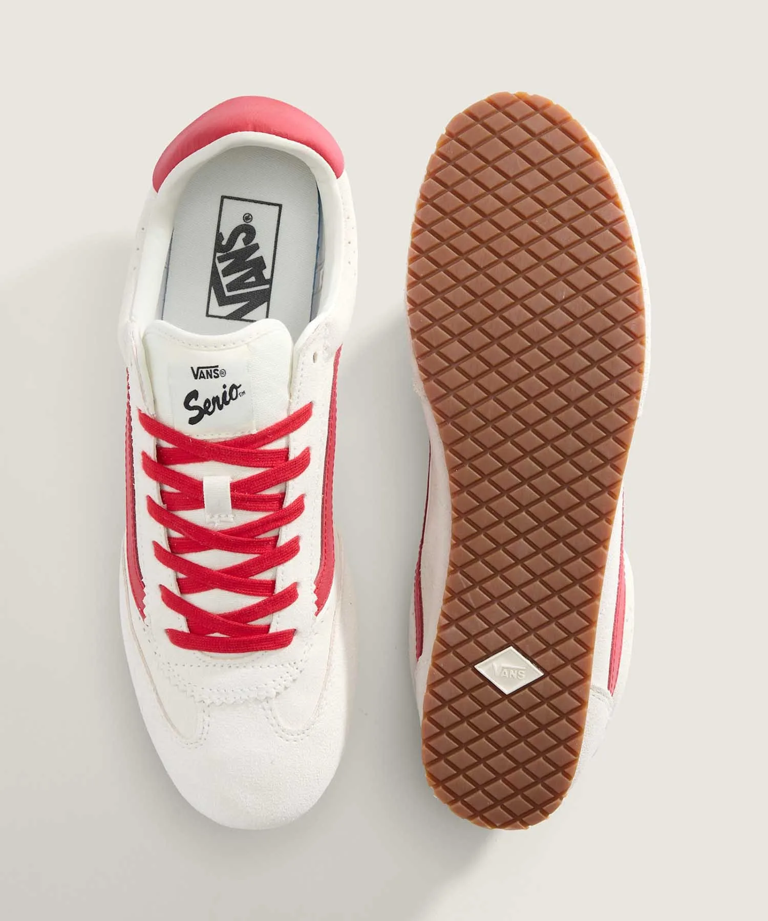 Унисекс кроссовки из натуральной кожи Super Lowpro VANS белые с красным — фото 3