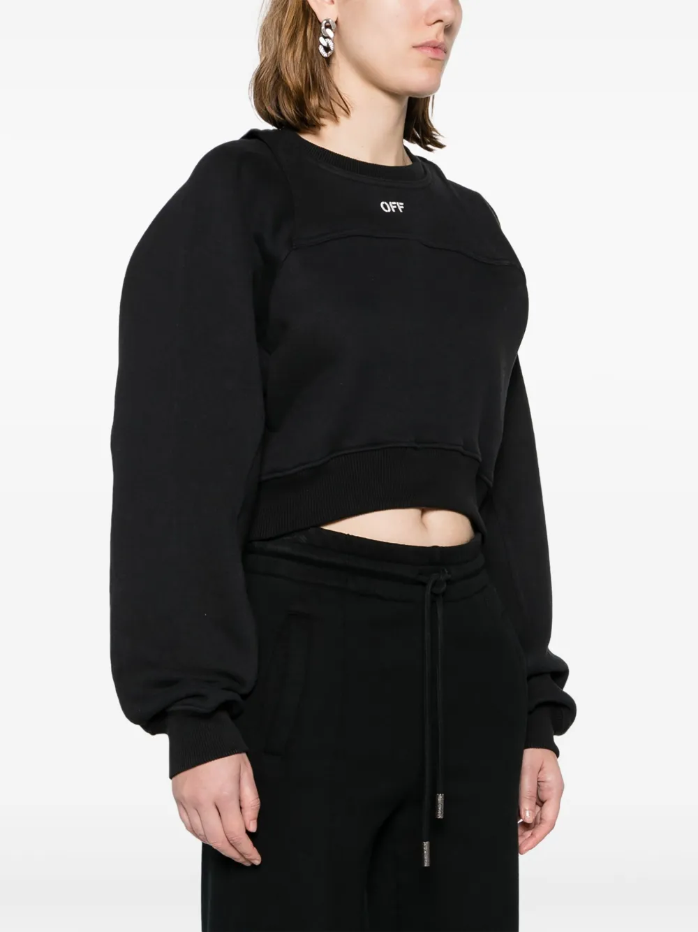 Многослойная укороченная толстовка OFF-WHITE, черный — фото 3