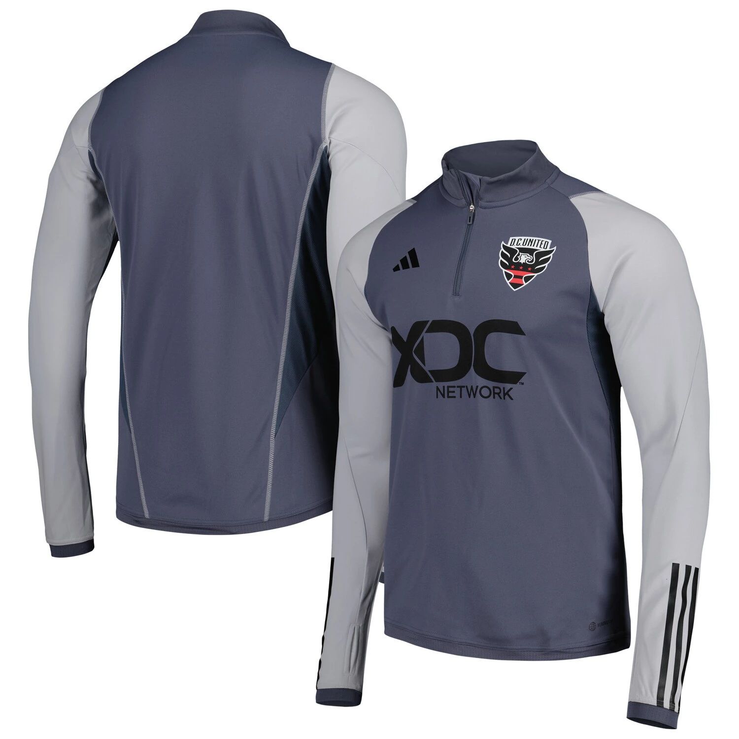 

Мужская серая тренировочная футболка на молнии DC United 2023 AEROREADY adidas, Серый, Мужская серая тренировочная футболка на молнии DC United 2023 AEROREADY adidas