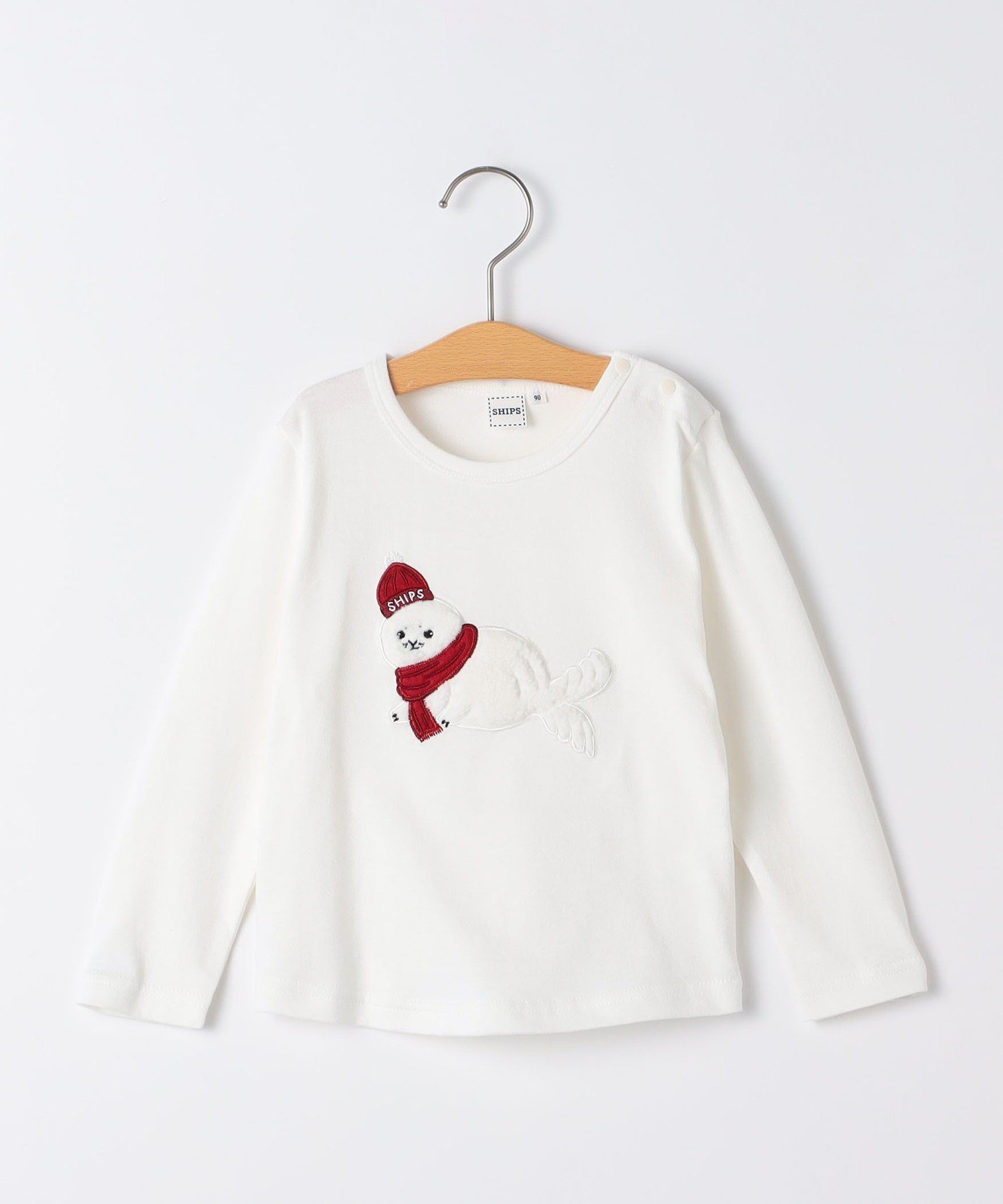 Детская футболка с длинным рукавом "Детский тюлень": 80-90 см SHIPS KIDS, Off white