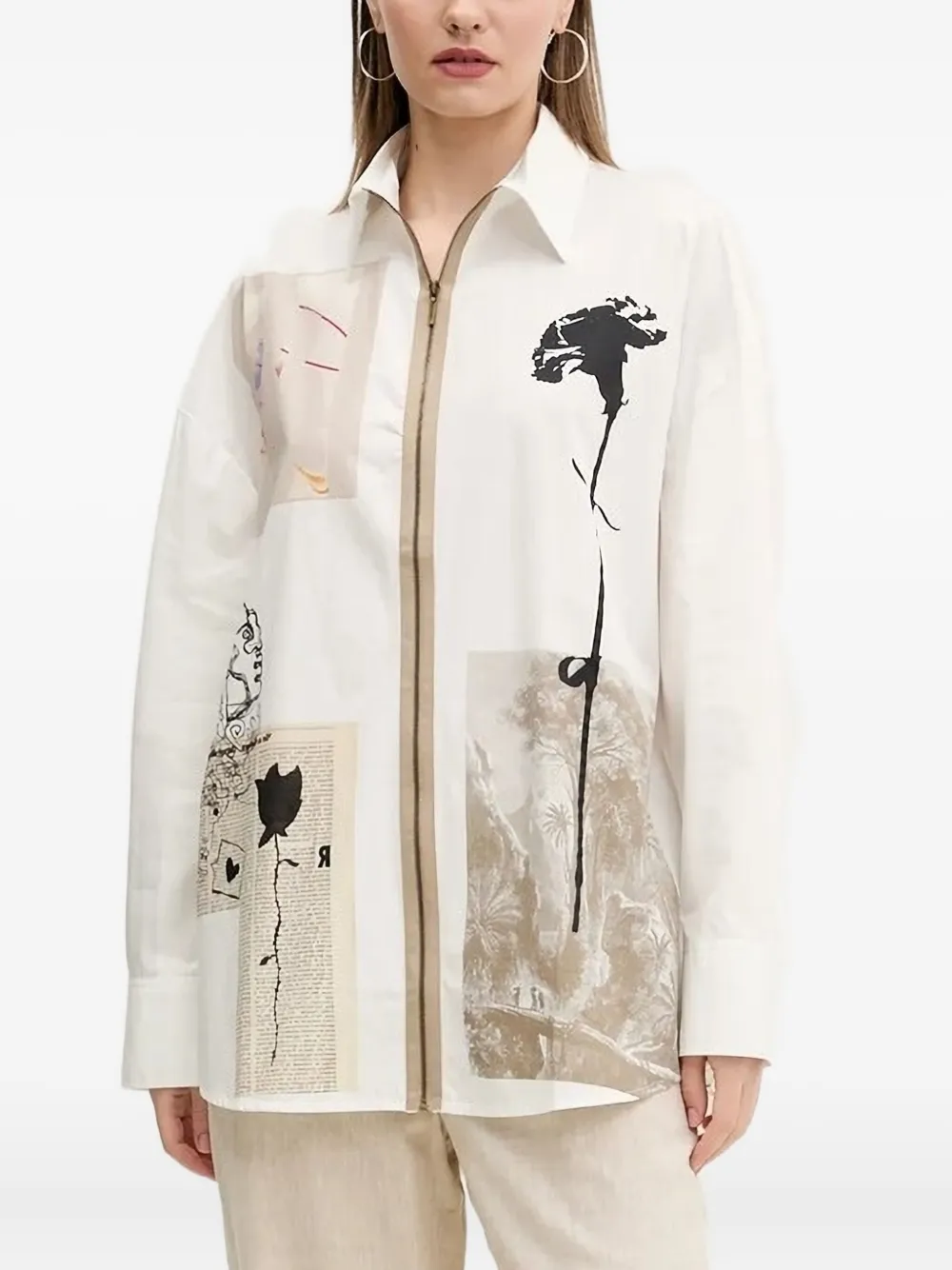 

Рубашка на молнии с принтом Desigual, белый