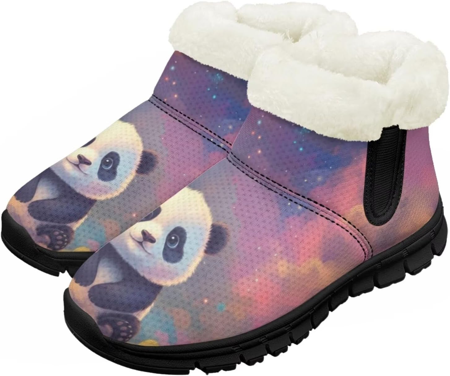 

Большие и маленькие детские зимние сапоги с меховой подкладкой для девочек, пушистые сапоги, нескользящие уютные зимние ботинки для улицы Pointodoor, Panda Galaxy