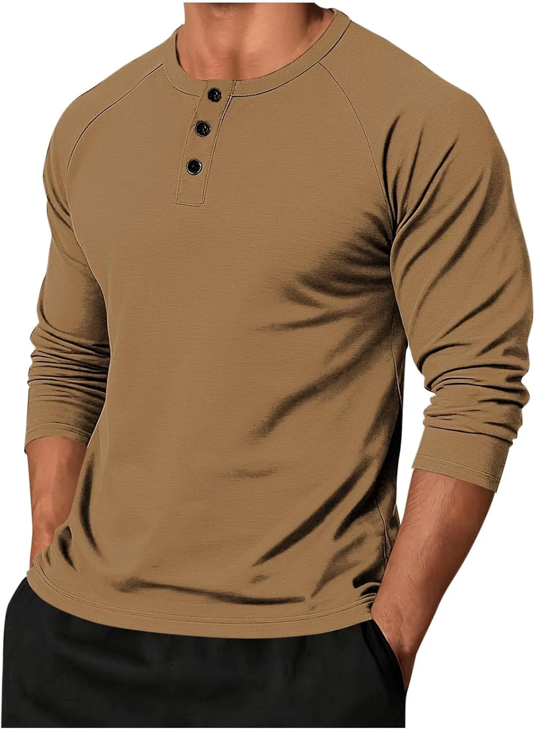 

Мужская футболка-поло Henley с длинным рукавом, расслабленного кроя