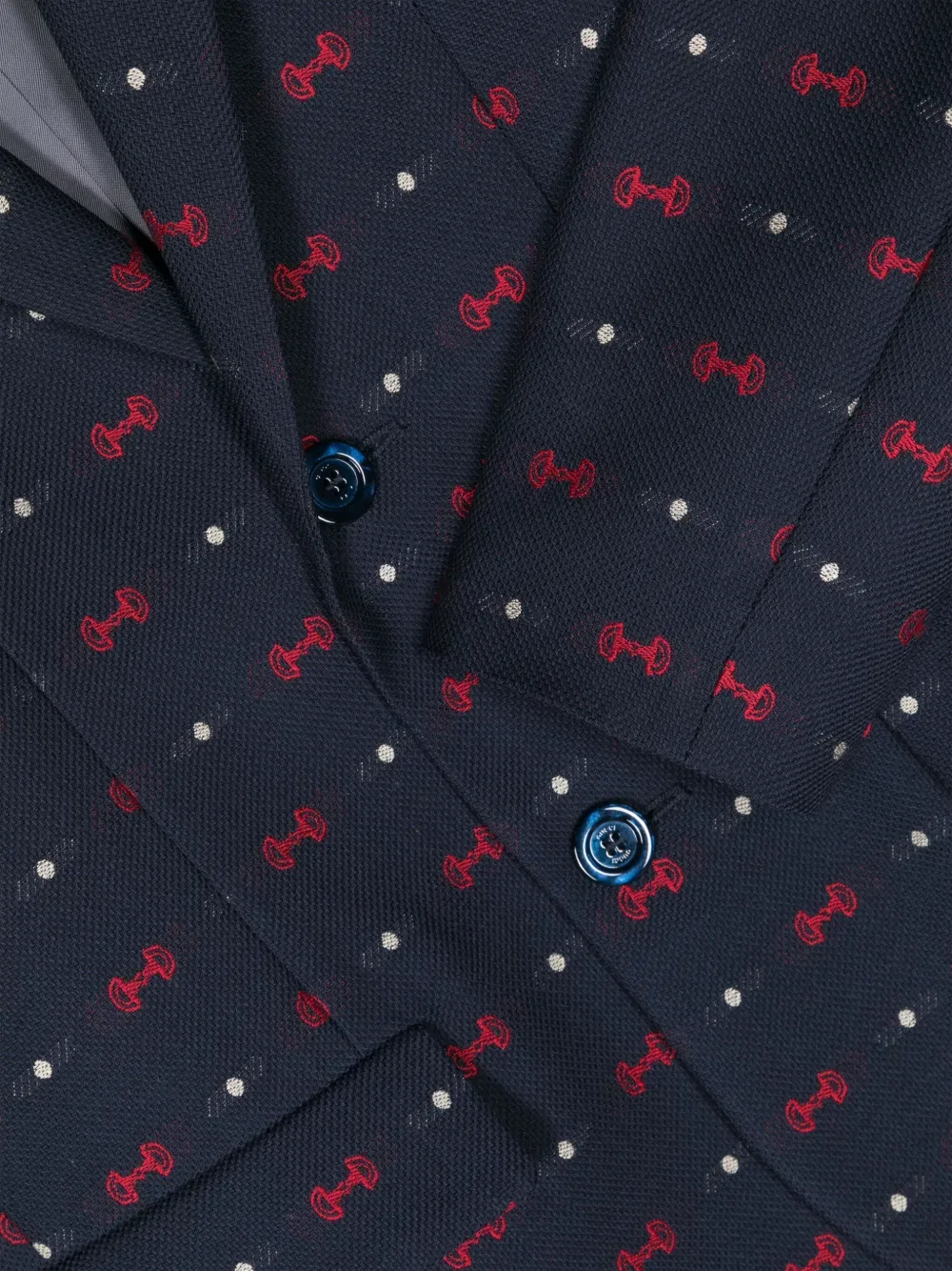 Блейзер из пике с вышивкой Horsebit Gucci Kids, синий — фото 3