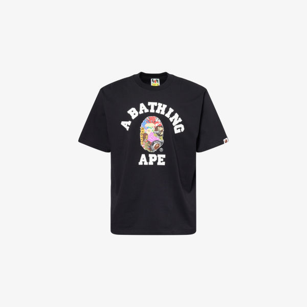

Футболка из хлопкового джерси с мульти-лого колледжа A Bathing Ape, мультиколор