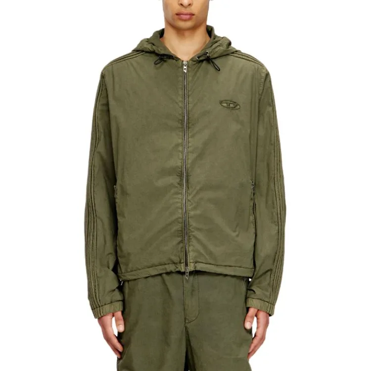 Толстовка с капюшоном и вышитым логотипом DIESEL, Army Green — фото 4
