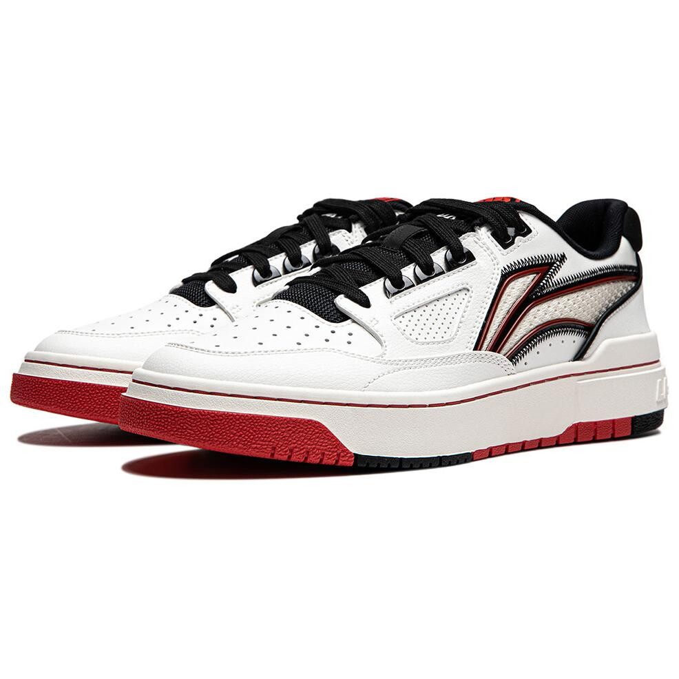 Кроссовки LINING Rookie Skateboarding Shoes Men Low-top Milky White/Cinnabar Red, красный — фото 3