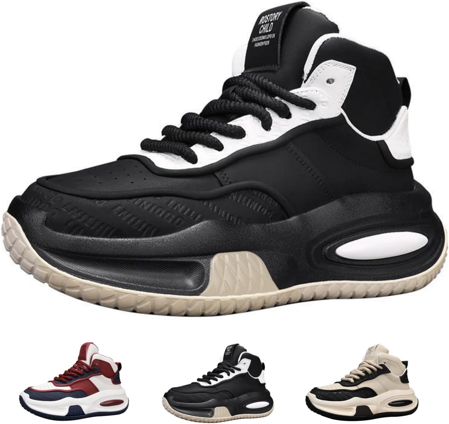 

Высокие кроссовки MACEFIL для мужчин и женщин с массивной подошвой, модные, повседневные, спортивные, удобные, обувные, черный