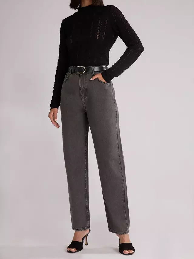 

Джинсы Ro&Zo High Waist Straight Leg, серый