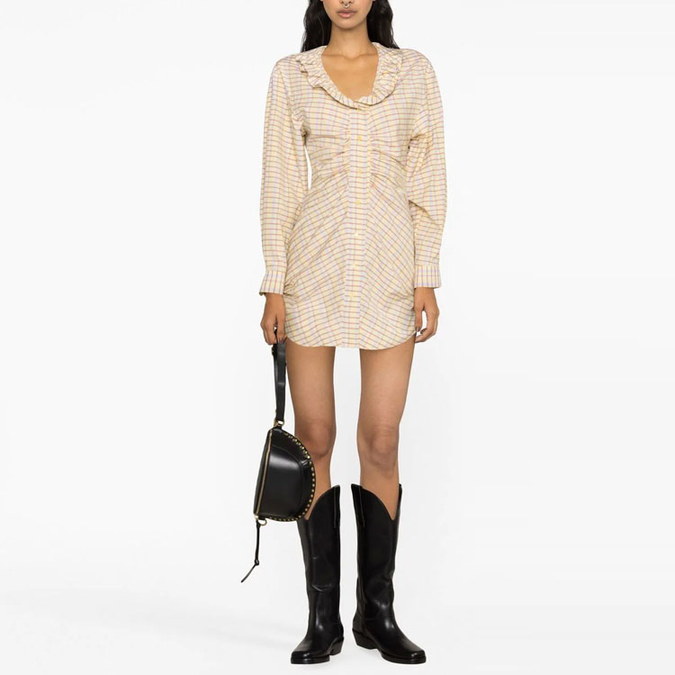 Полосатое платье с длинными рукавами ISABEL MARANT, светло-желтый — фото 4